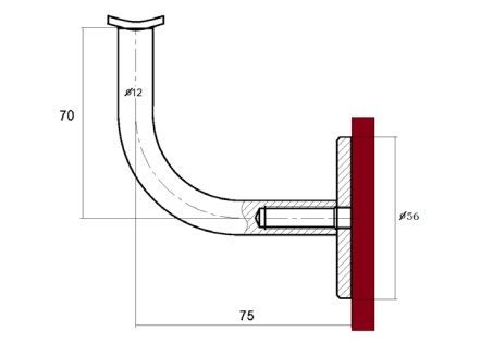 Handrail Bracket - Sumner - Stainless Steel M8 56mm - Image 2